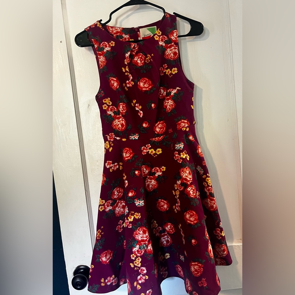 Fuchsia flower print ModCloth fit & flare dress